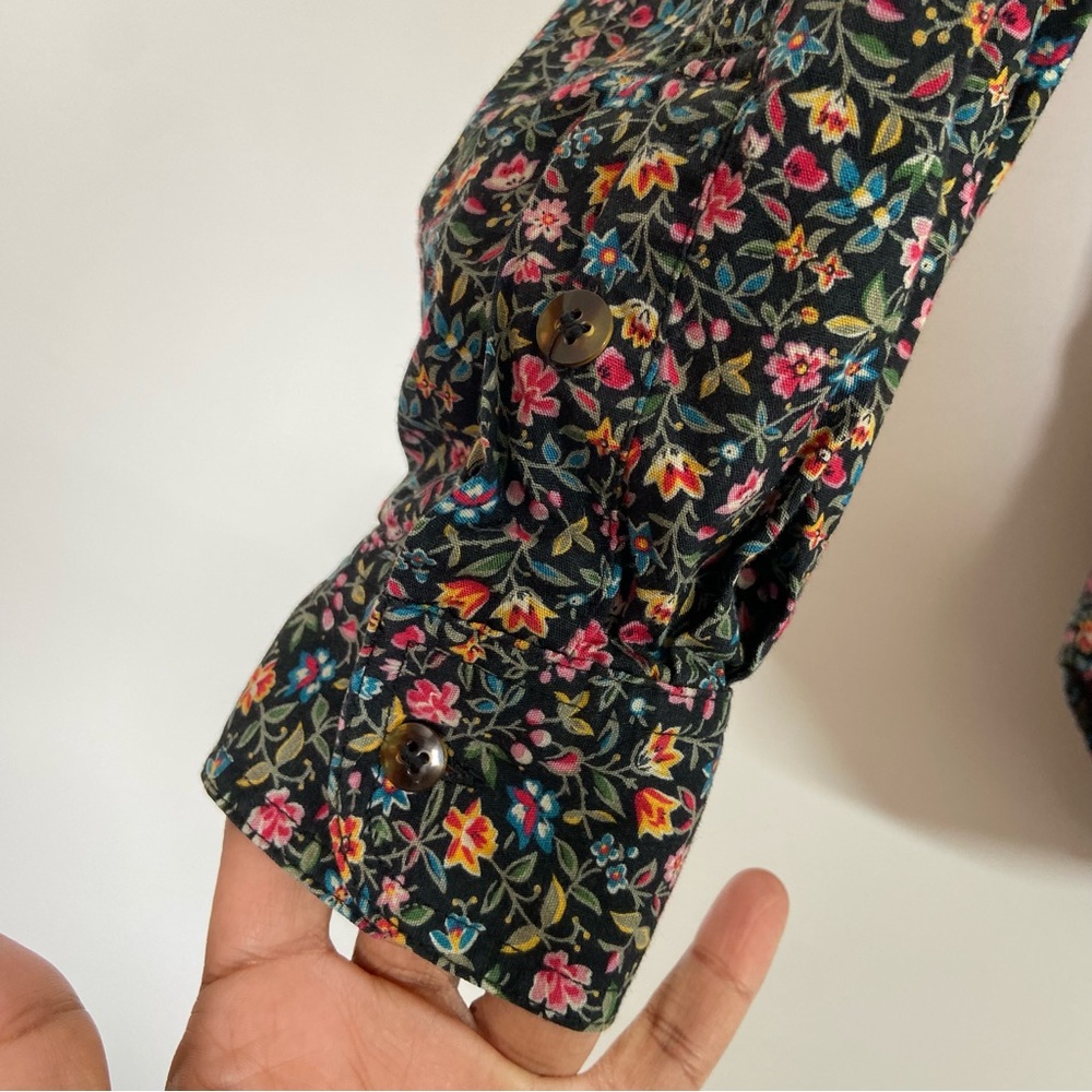 Liz Sport Shirt Button Up Ditzy Floral Print Long Sleeve - Picture 5 of 12